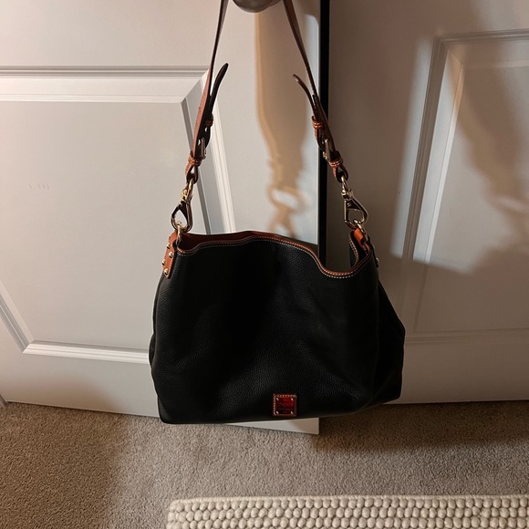 Dooney Bourke large black with tan and gold hardware - Picture 3 of 5